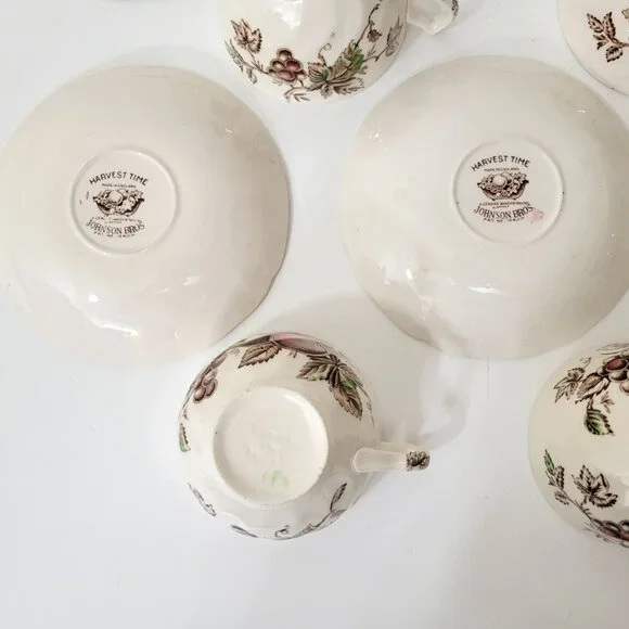 Johnson Bros. Harvest Time Teacups and Saucers Set of Six - Picture 5 of 5